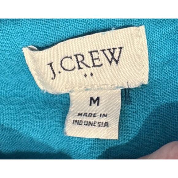J. Crew Double Gauze Button Down Shirt Women’s Size Medium Cotton Turquoise - Picture 7 of 9
